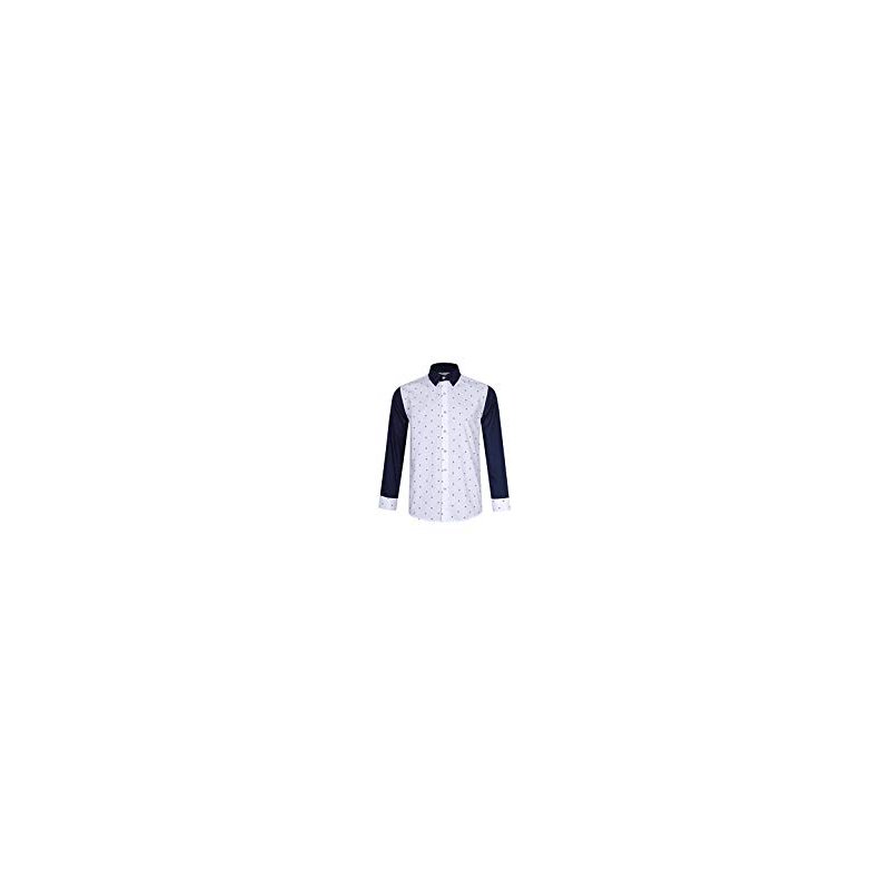 Men's Skull Shirt White and Navy Blue M
