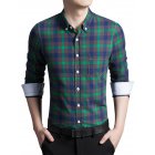 US Young <span style='color:#F7840C'>Horse</span> Men's Spring Contrast Plaid Long Sleeve Button-down Shirt