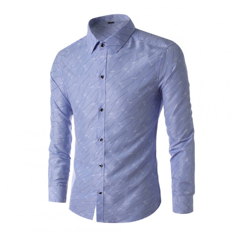 Young Men Long-sleeve Shirt Love Printing Shirt Navy blue_XL