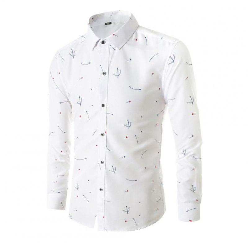 Young Men Long-sleeve Shirt Love Printing Shirt white_3XL
