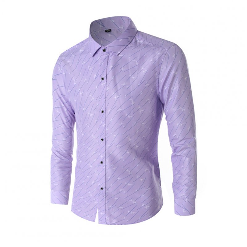 Young Men Long-sleeve Shirt Love Printing Shirt purple_3XL