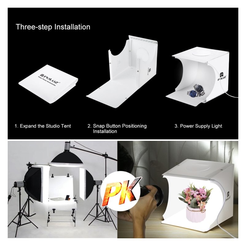 PULUZ Mini Photo Studio Box 20cm Portable Photography Shooting Light Tent Kit for Product Display  