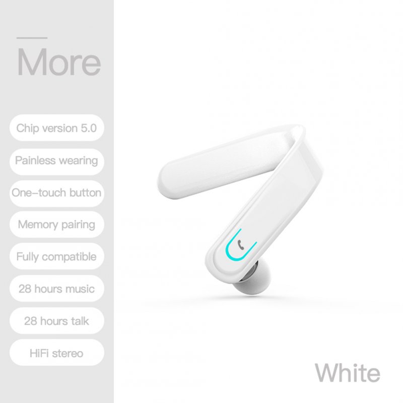 Yx18 Low Delay Bluetooth-compatible  Earphones Noise Cancelling Hanging Ear Business In-ear Stereo Long Standby Headset With Mic White