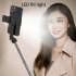 Z10 Mini Mobile Phone Selfie Stick With Bluetooth Remote Control Integrated Telescopic Portable Tripod   small fill light black