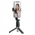 Z10 Mini Mobile Phone Selfie Stick With Bluetooth Remote Control Integrated Telescopic Portable Tripod   small fill light black