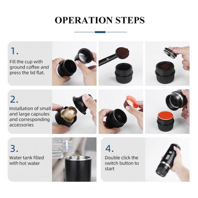 Portable Electric Espresso Machine Type-C Charging Wireless High-Voltage Coffee Maker for Camping Hiking 