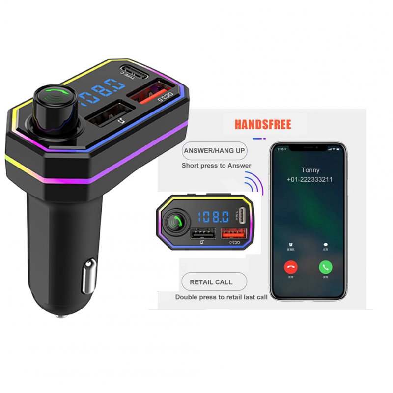 Bt06 Fm Radio Mp3 Player Bluetooth Hands-free Kit 2.1a Usb Car Charger Quick Charge For Mobile Phone 