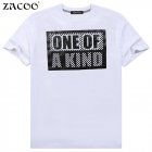 ZACOO Men's Summer Letters Printing Crew Neck Short Sleeve Pullover Pure Cotton T-shirt