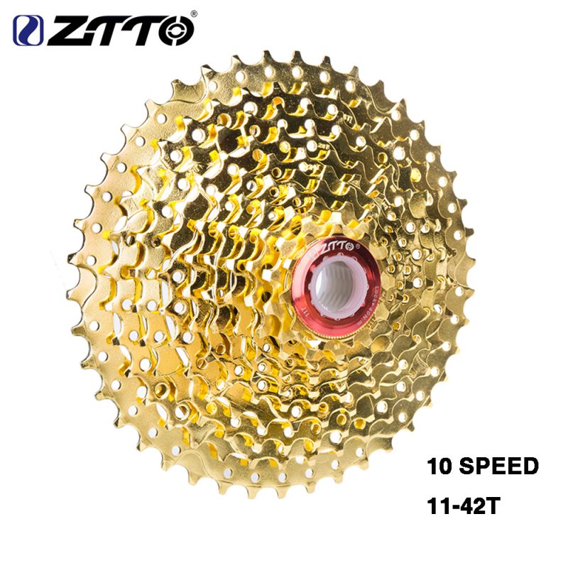 ZTTO 10S 11-42T Cassette Gold 10 Speed Freewheel MTB Mountain Bike Bicycle Steel Golden Sprockets 10s 11-42t