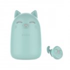 ZW-T12 Cute Cartoon Design Girl Student Wireless Bluetooth Headset Cute Tws Earphones Green