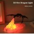 ZYS 3D Print Fiery Dragon Lamp Home Decor USB Charging Night Light monochrome