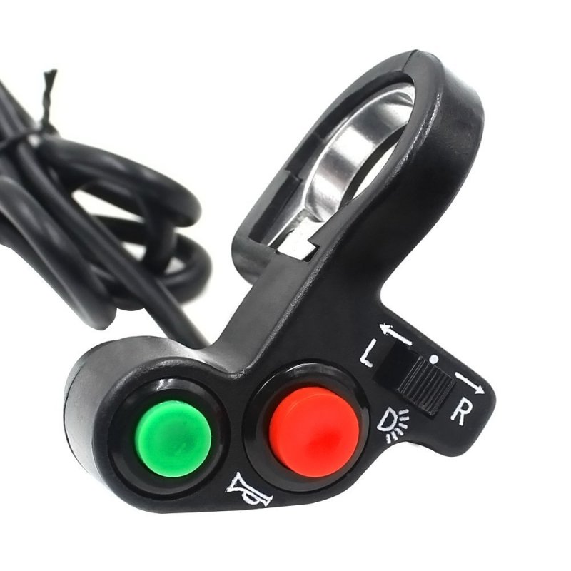 Motorcycle Bicycle Handlebar Mounting Switch Button 3 in 1 Design (for LED Headlight, Speakers, Turn Signals)