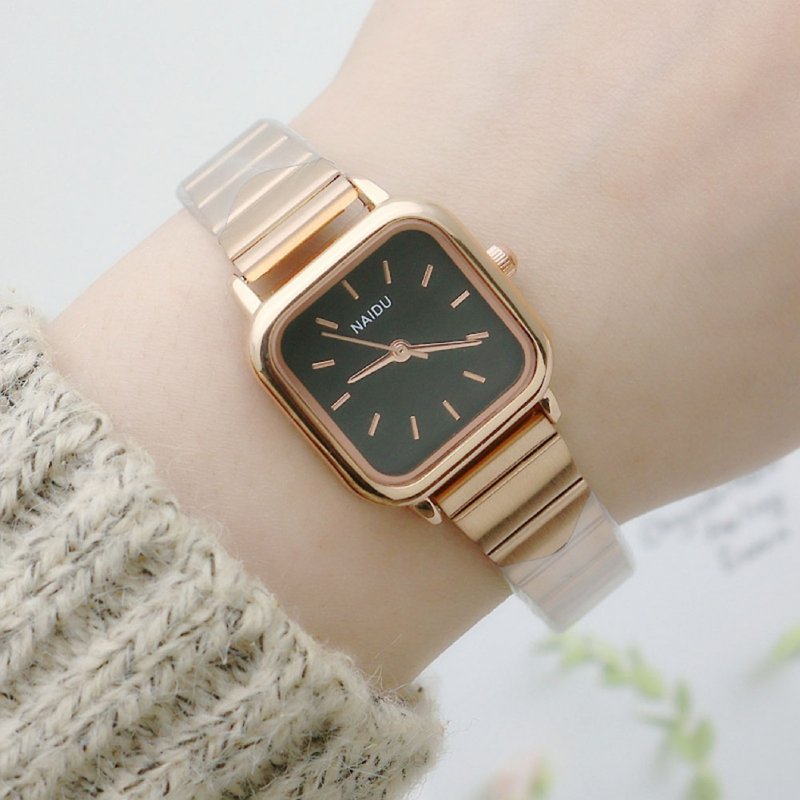 Girls Quartz Watch Trendy Simple IP Electroplating Square Dial College Style Wrist Watch 
