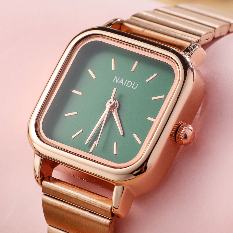 Girls Quartz Watch Trendy Simple IP Electroplating Square Dial College Style Wrist Watch 
