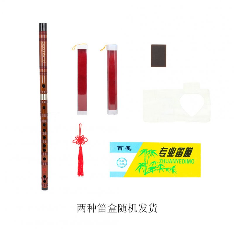 Zd-02 Bamboo  Flute Red-brown Vintage Traditional Chinese  Instrument With  Tassels+  Membrane