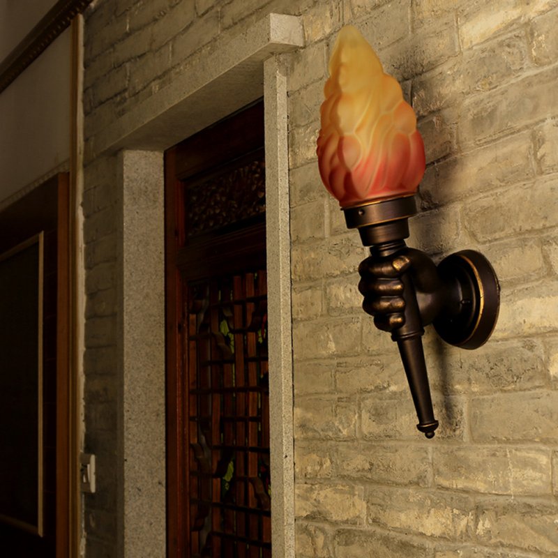 Retro Wall Lamp IP55 Waterproof Rust Proof Wall Mounted Flame Lights for Home Balcony Bar Restaurant right hand