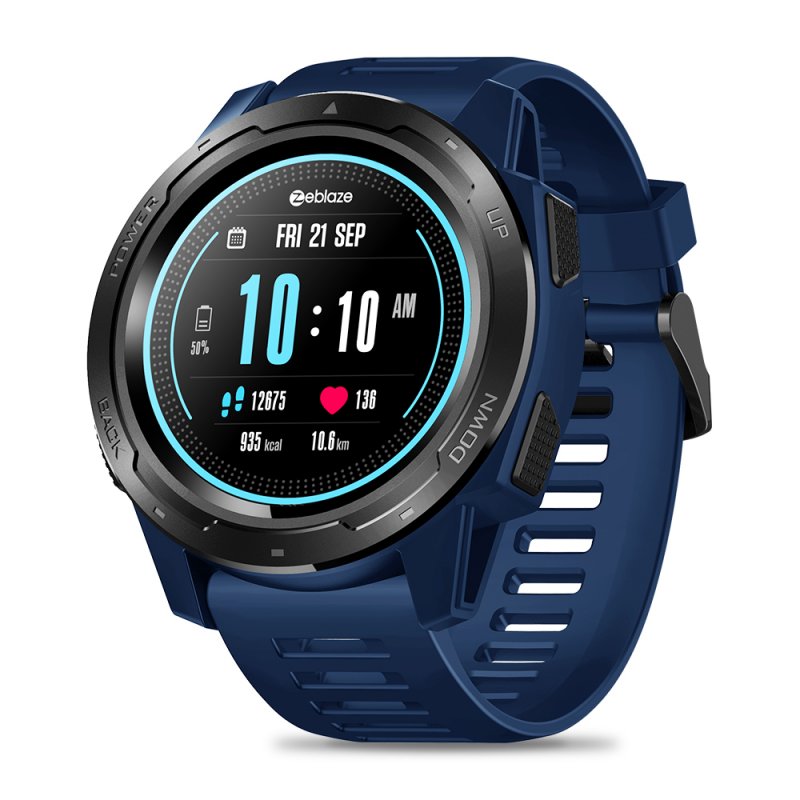 Original ZEBLAZE VIBE 5 1.3 Inch Round Screen Heart Rate Sleep Monitor Smart Watch Sport Bracelet Fitness Tracker blue