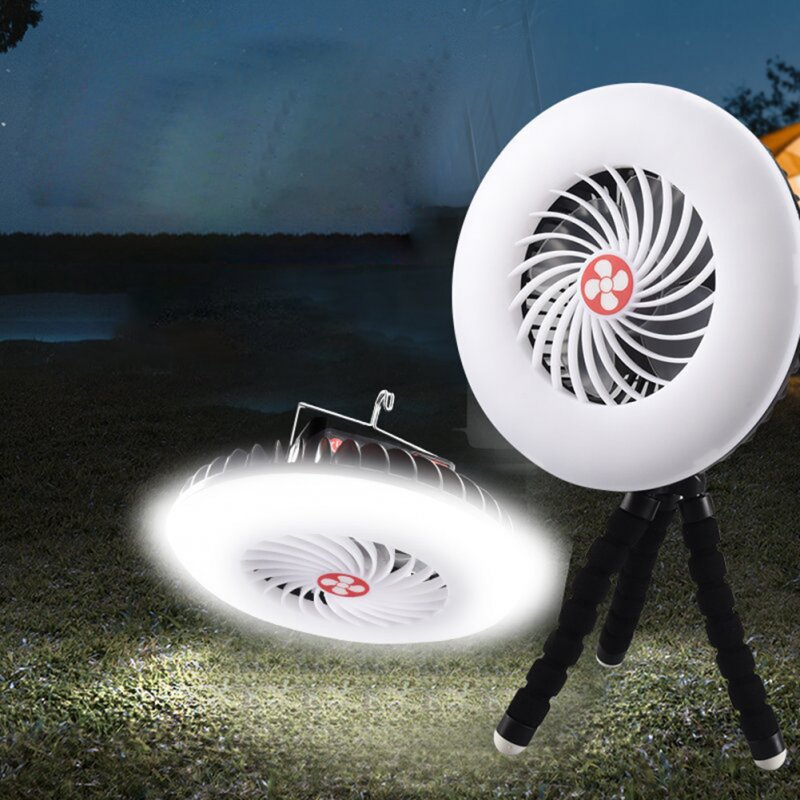 Solar Led Fan Tent Light Portable Outdoor Camping Light Night Market Lamp with Fan 2pcs batteries
