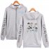 Zippered Casual Hoodie with Cartoon GOT7 Pattern Printed Leisure Top Cardigan for Man and Woman Navy C M