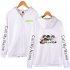 Zippered Casual Hoodie with Cartoon GOT7 Pattern Printed Leisure Top Cardigan for Man and Woman White D M