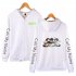 Zippered Casual Hoodie with Cartoon GOT7 Pattern Printed Leisure Top Cardigan for Man and Woman White D XL