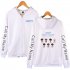 Zippered Casual Hoodie with Cartoon GOT7 Pattern Printed Leisure Top Cardigan for Man and Woman White B M