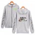 Zippered Casual Hoodie with Cartoon GOT7 Pattern Printed Leisure Top Cardigan for Man and Woman Gray D XXXL