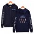 Zippered Casual Hoodie with Cartoon GOT7 Pattern Printed Leisure Top Cardigan for Man and Woman Navy B L