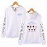 Zippered Casual Hoodie with Cartoon GOT7 Pattern Printed Leisure Top Cardigan for Man and Woman White B XXXL
