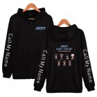 Zippered Casual Hoodie with Cartoon GOT7 Pattern Printed Leisure Top Cardigan for Man and Woman Black B XXL