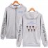 Zippered Casual Hoodie with Cartoon GOT7 Pattern Printed Leisure Top Cardigan for Man and Woman Black B XL