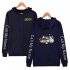 Zippered Casual Hoodie with Cartoon GOT7 Pattern Printed Leisure Top Cardigan for Man and Woman Navy blue D M