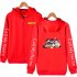 Zippered Casual Hoodie with Cartoon GOT7 Pattern Printed Leisure Top Cardigan for Man and Woman Red D M