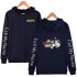 Zippered Casual Hoodie with Cartoon GOT7 Pattern Printed Leisure Top Cardigan for Man and Woman Black D XL