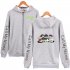 Zippered Casual Hoodie with Cartoon GOT7 Pattern Printed Leisure Top Cardigan for Man and Woman Gray D XXL
