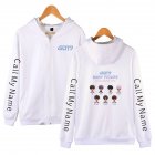 Zippered Casual Hoodie with Cartoon GOT7 Pattern Printed Leisure Top Cardigan for Man and Woman White B XL