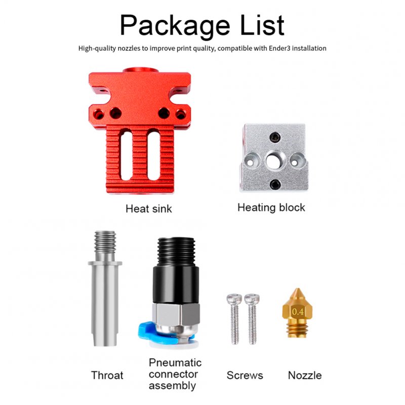 Hotend Kit Full Set Of Hot End Components Extrusion Head Print Head 3d Printer Accessories for Cr6 Se /cr5 Pro