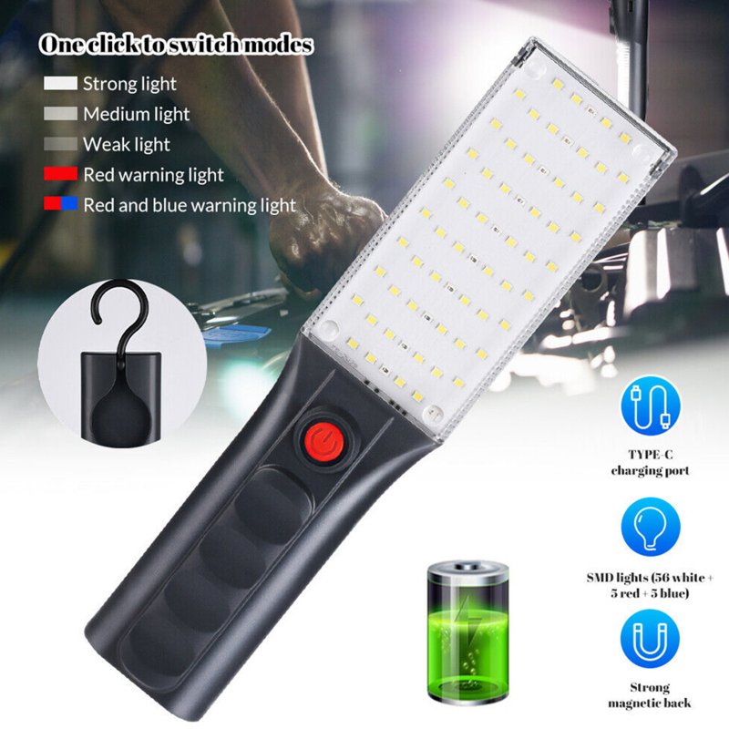 5.5v 3.6a Cob Led Work Light With Hook 2000ma Lithium Battery Strong Magnetic Flashlight Floodlight 