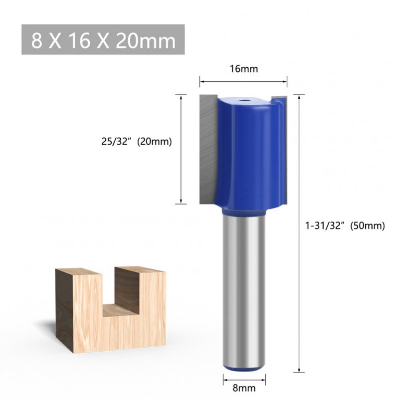 Tungsten Steel Alloy 8mm Shank Double Blades Straight Milling Tool 