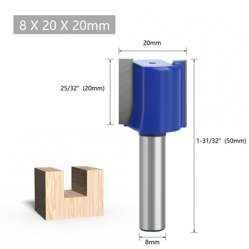 Tungsten Steel Alloy 8mm Shank Double Blades Straight Milling Tool 