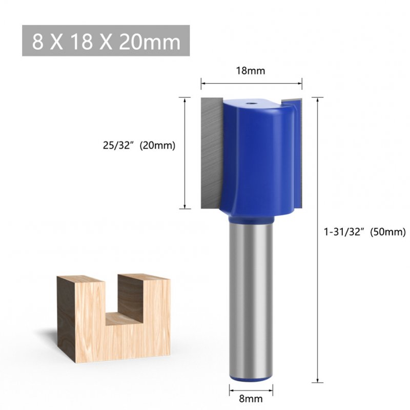 Tungsten Steel Alloy 8mm Shank Double Blades Straight Milling Tool 