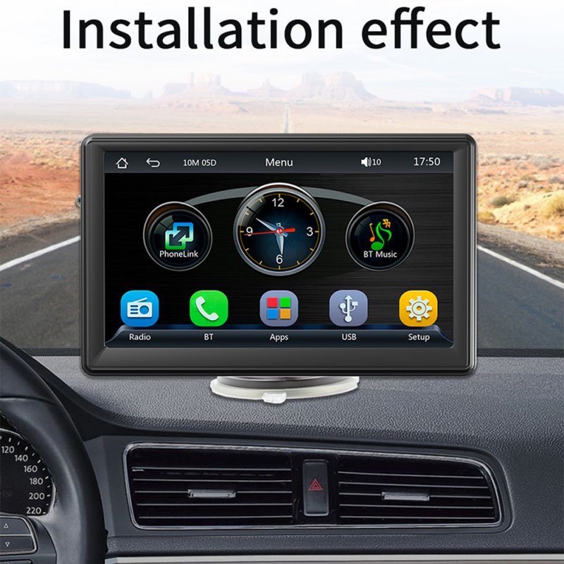 7 Inch MP5 Player Compatible for Carplay Android Auto Wireless Portable Car Stereo Touch Screen Black F133