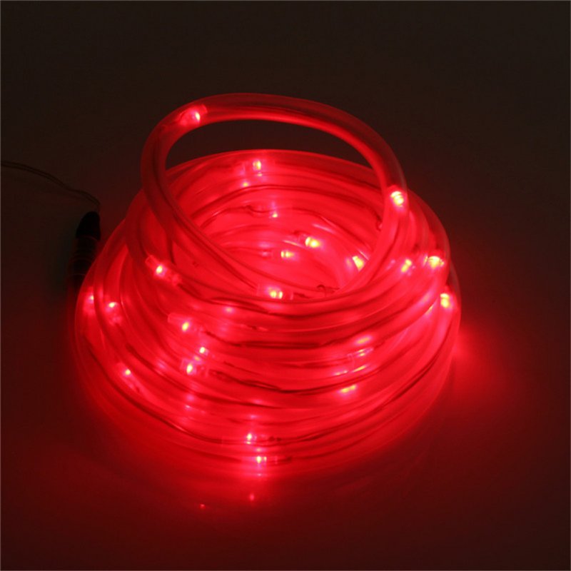 Lingstrar 10M 50 LEDs Solar Rope Tube Led String Strip Fairy Light Outdoor Garden Xmas Party Decor Red