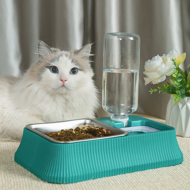 Cat Dog Feeding Bowl Non-wet Mouth Stainless Steel Automatic Drinking Bowl Food Dispenser Pet Supplies 
