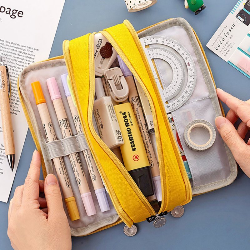 Pencil Case Large Pencil Pouch Big Capacity Pencil Bag Makeup Bag Canvas Stationery Box Cosmetic Bag 