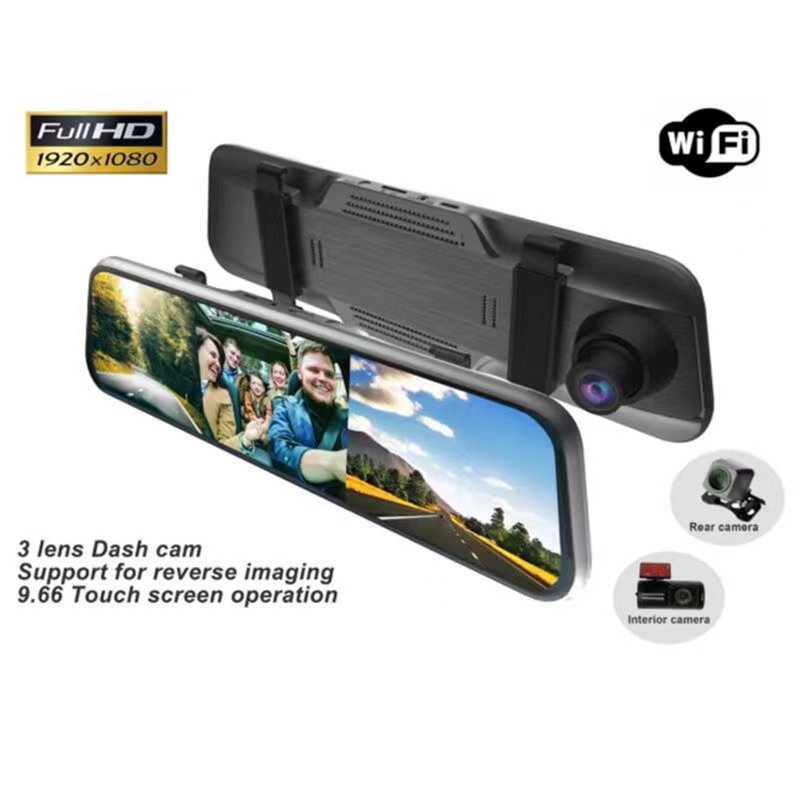 3 Channel Dash Cam 1080P HD Full Touch Screen 170 Degrees Wide Angle Dashboard Camera G-Sensor 