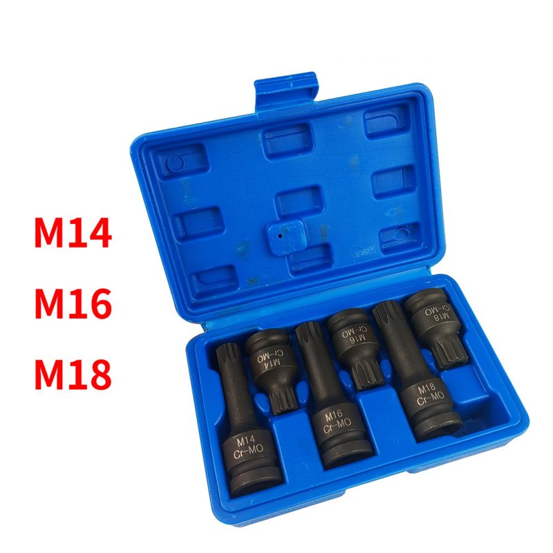 6pcs 1/2inch M14 M16 M18 Ratchet Socket Wrench Set Pneumatic Integrated Socket Long Short Tool Kit