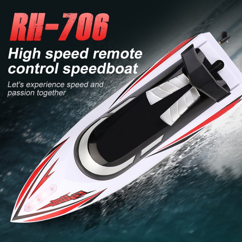 Jjrc Rh706 RC Boat 2.4 Ghz Speedboat Kids Toy High Speed Racing Ship Rechargeable Batteries 