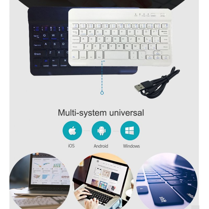 Slim Portable Mini Wireless Bluetooth Keyboard for Tablet Laptop Smartphone iPad  9.7/10.1 inch white