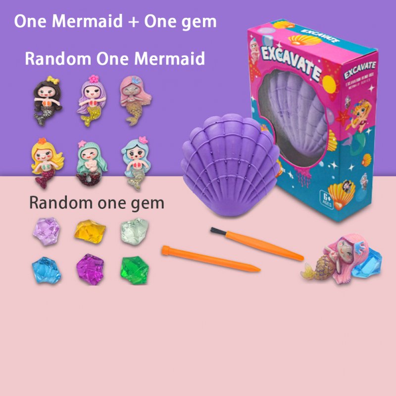 Gemstone Dig Kit DIY Mermaid Crystal Gem Starfish Heart-shaped Diamond Archaeological Excavation Educational Toys for Kids